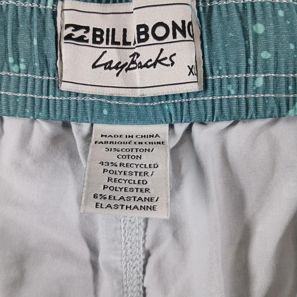 Billabong Laybacks‎ Board Shorts Tropical Teal Green Palm Print Mens Size XL